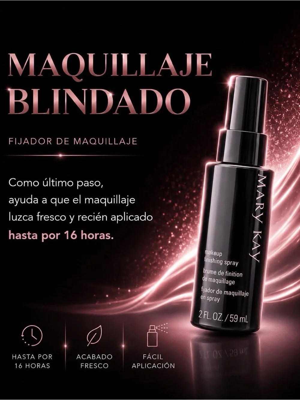 Mary Kay Makeup Finishing Spray - Black Bottle with Rose Gold Accents